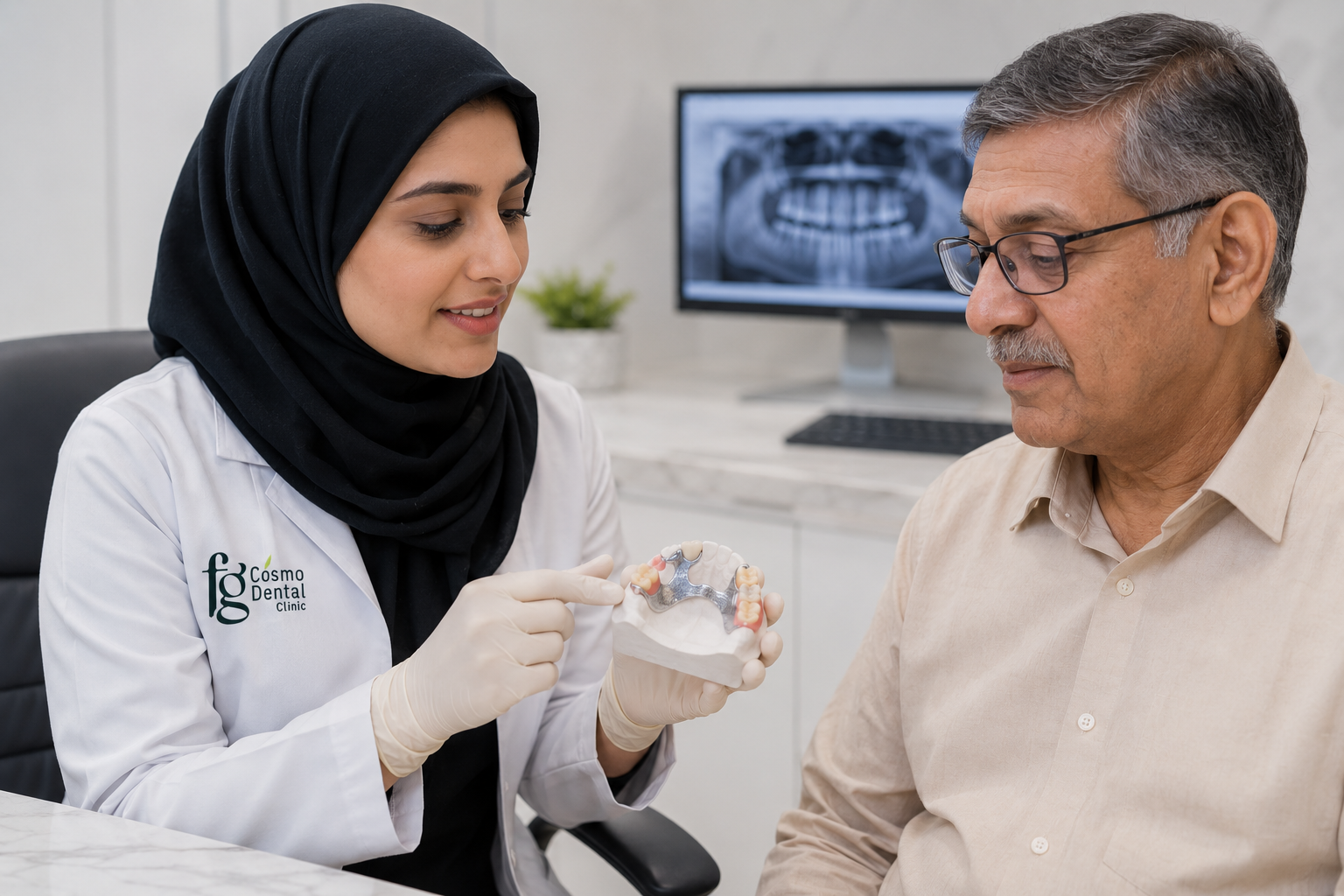 Cast dentures consultation at FG Cosmo Dental Clinic Karachi