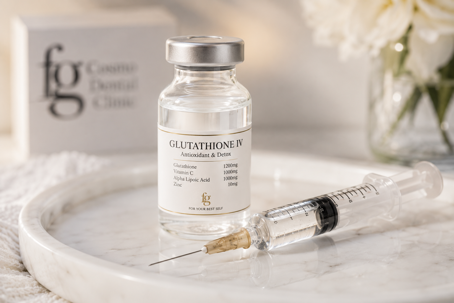 Glutathione injection treatment at FG Cosmo Dental Clinic Karachi